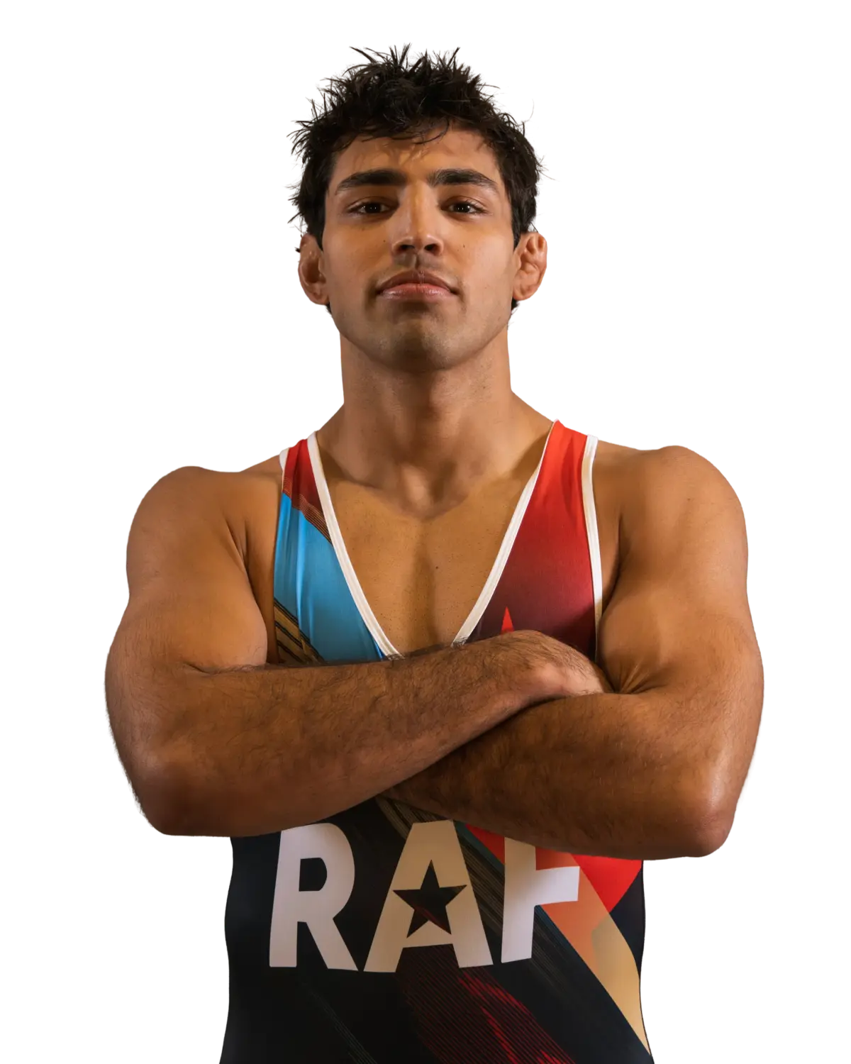 Upper-body portrait of Zahid Valencia, RAF athlete.