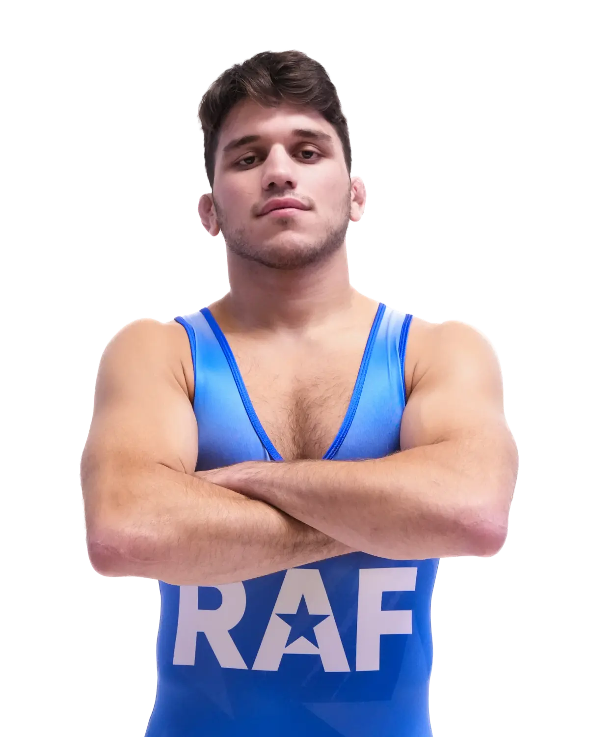 Upper-body portrait of Yianni Diakomihalis, RAF athlete.