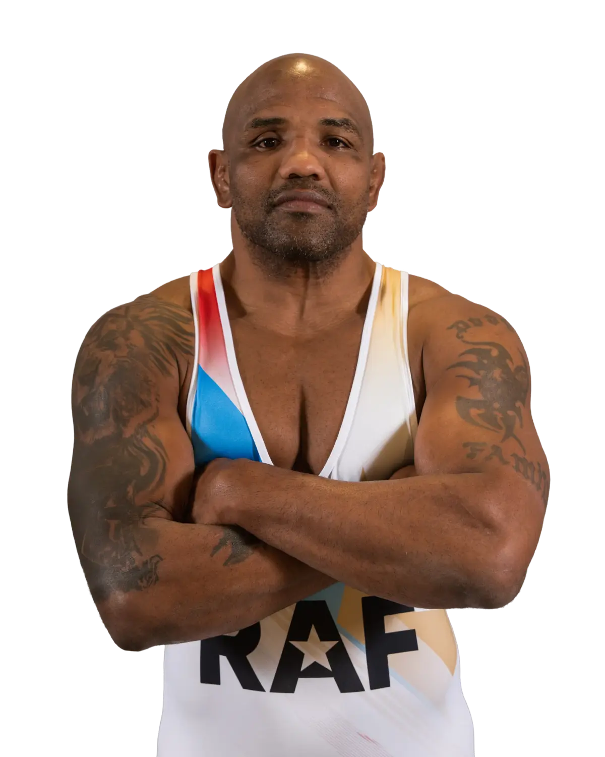 Upper-body portrait of Yoel Romero, RAF athlete.