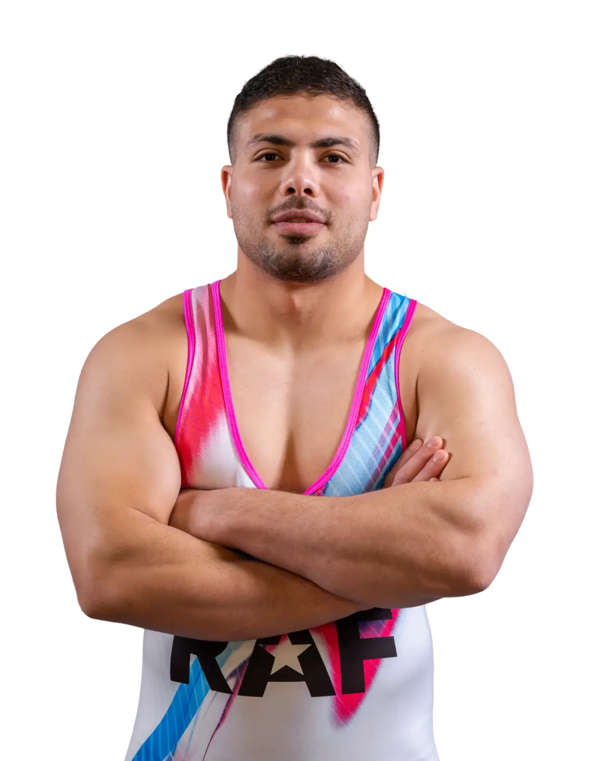 Upper-body portrait of Mostafa Elders, RAF athlete.