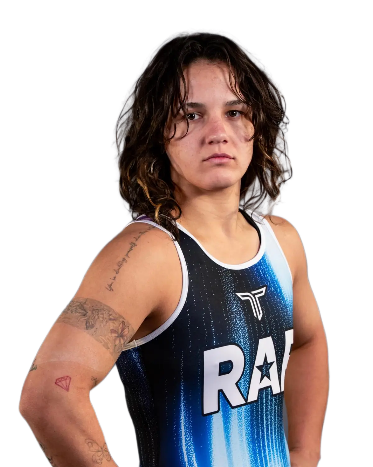 Upper-body portrait of Bella Mir, RAF athlete.