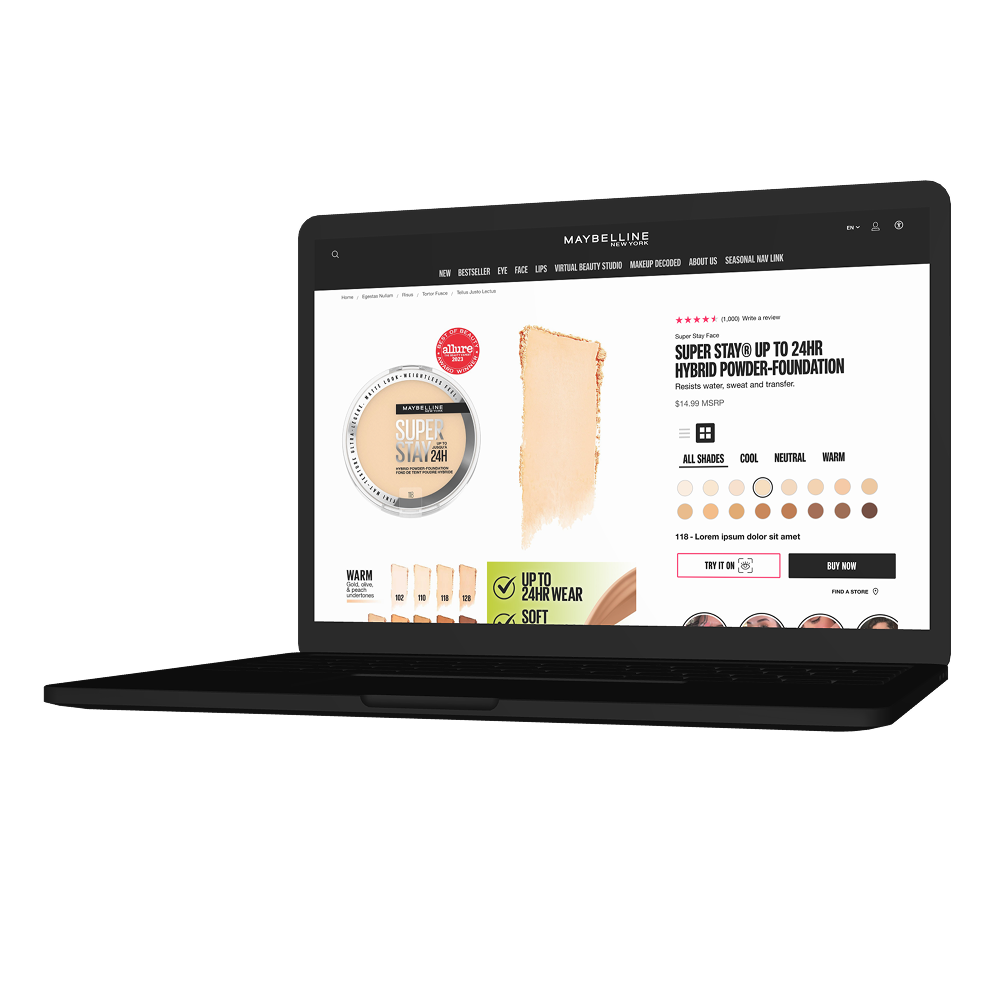 UX and UI design by Irazu Studio for Maybelline’s product detail pages, improving flow, engagement, and e-commerce conversion.
