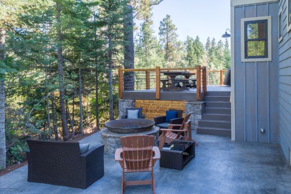 deck of house in trees