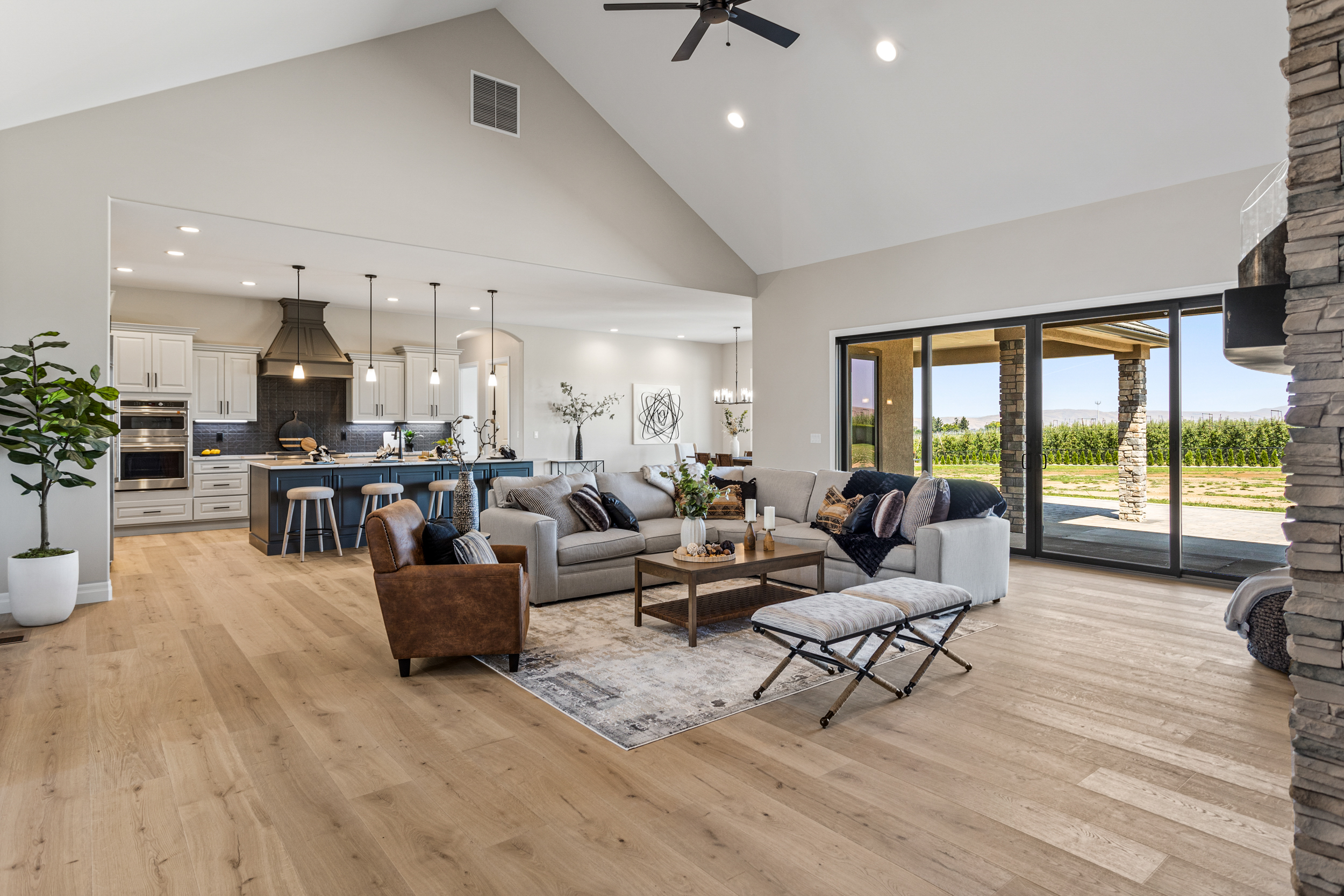 image of interior of house looking at living room and kitchen