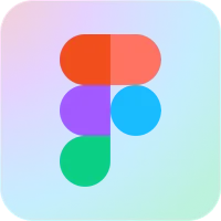 Figma app icon with a stylized F composed of colorful overlapping circles on a rounded square gradient background.
