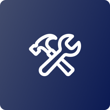 Crossed hammer and wrench icon representing tools and maintenance