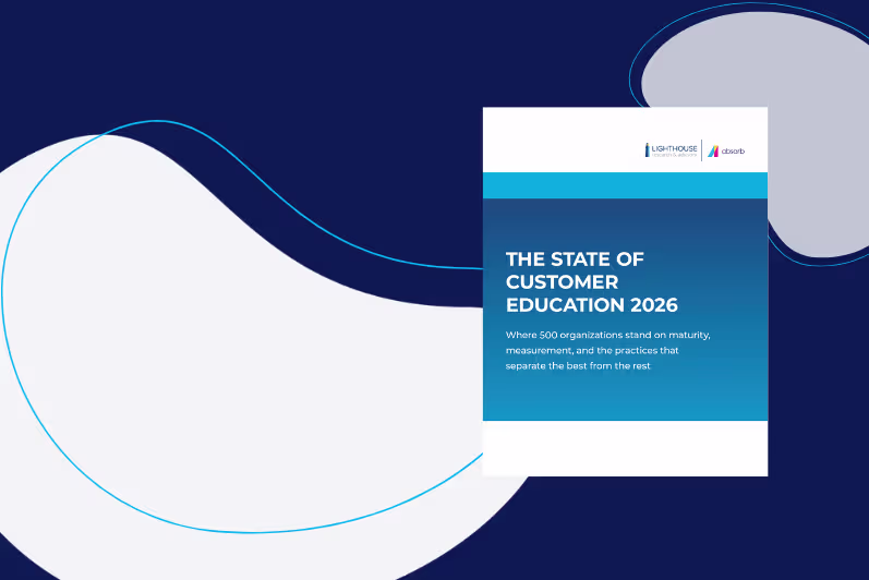 Report cover: The State of Customer Education 2026 — where 500 organizations stand on maturity, measurement, and the practices that separate the best from the rest
