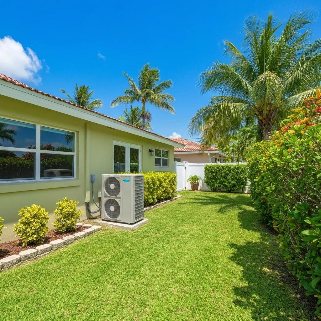 Miami home with a heat pump system highlighting HVAC needs in South Florida