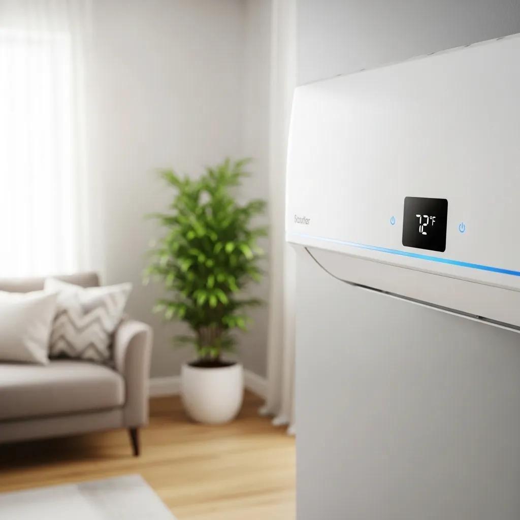 High-efficiency HVAC unit in a clean indoor space, showing improved filtration and quiet performance