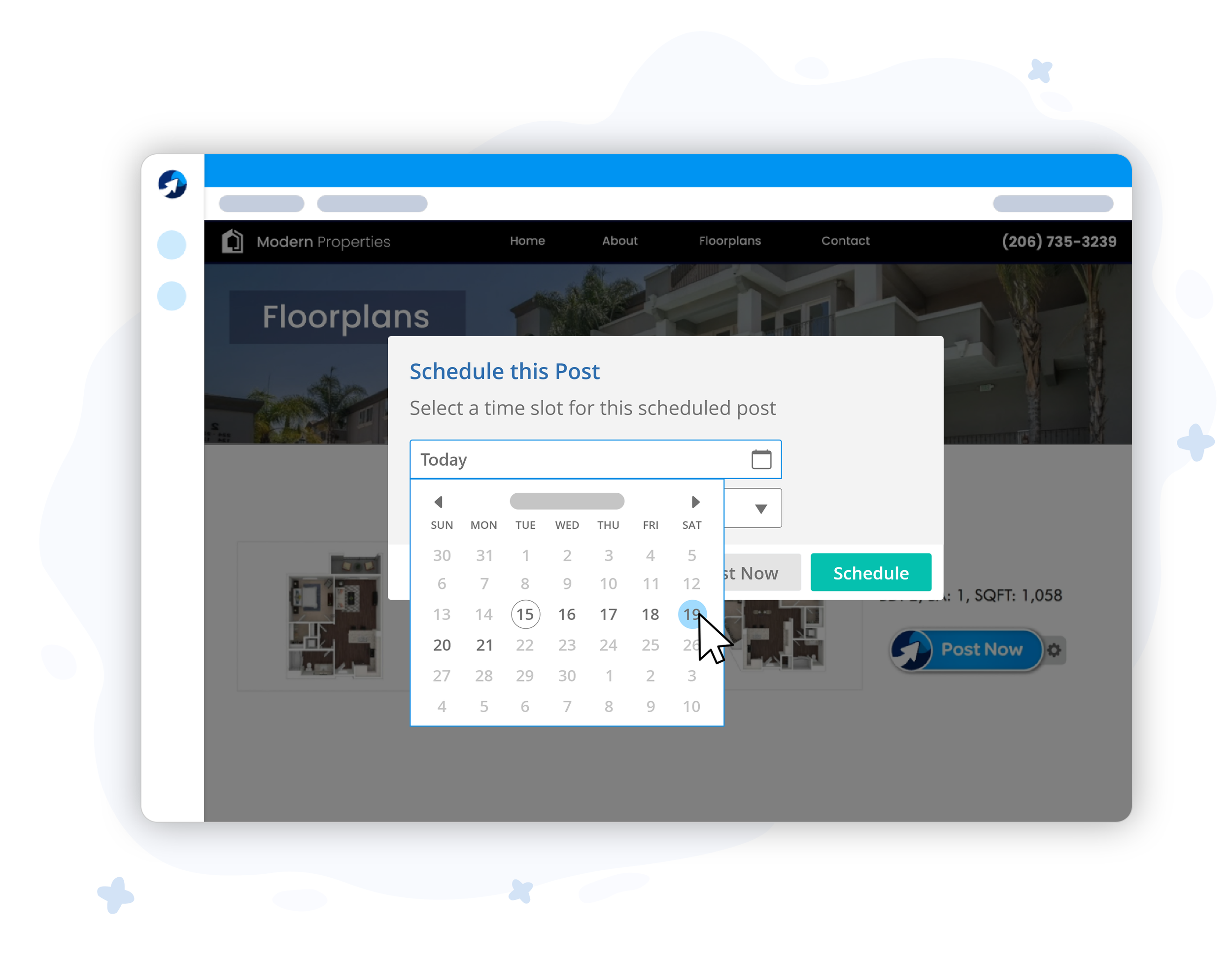 Pick a time and day to schedule your ad in the app. 