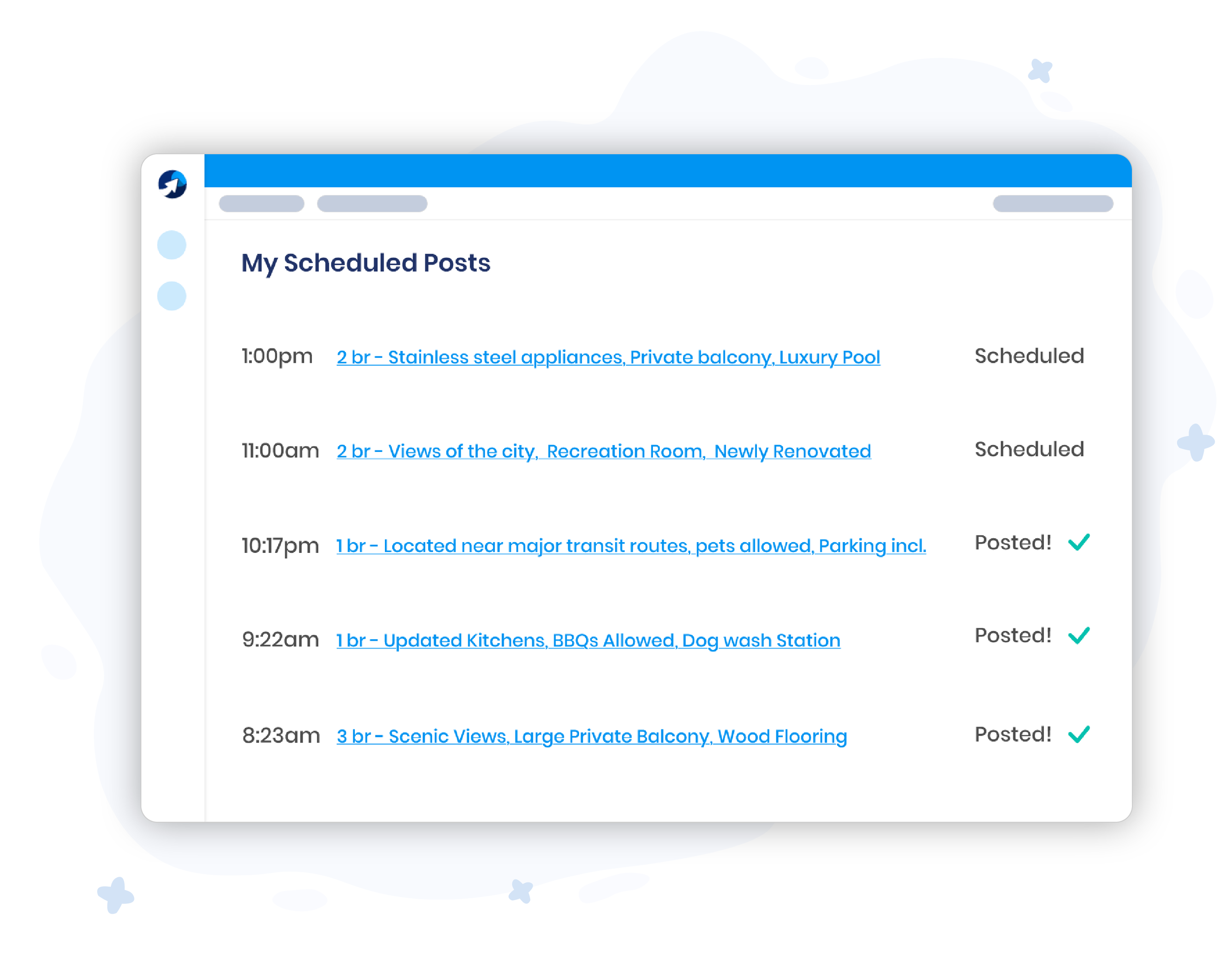 A page in the app showing all of the users scheduled posts. 