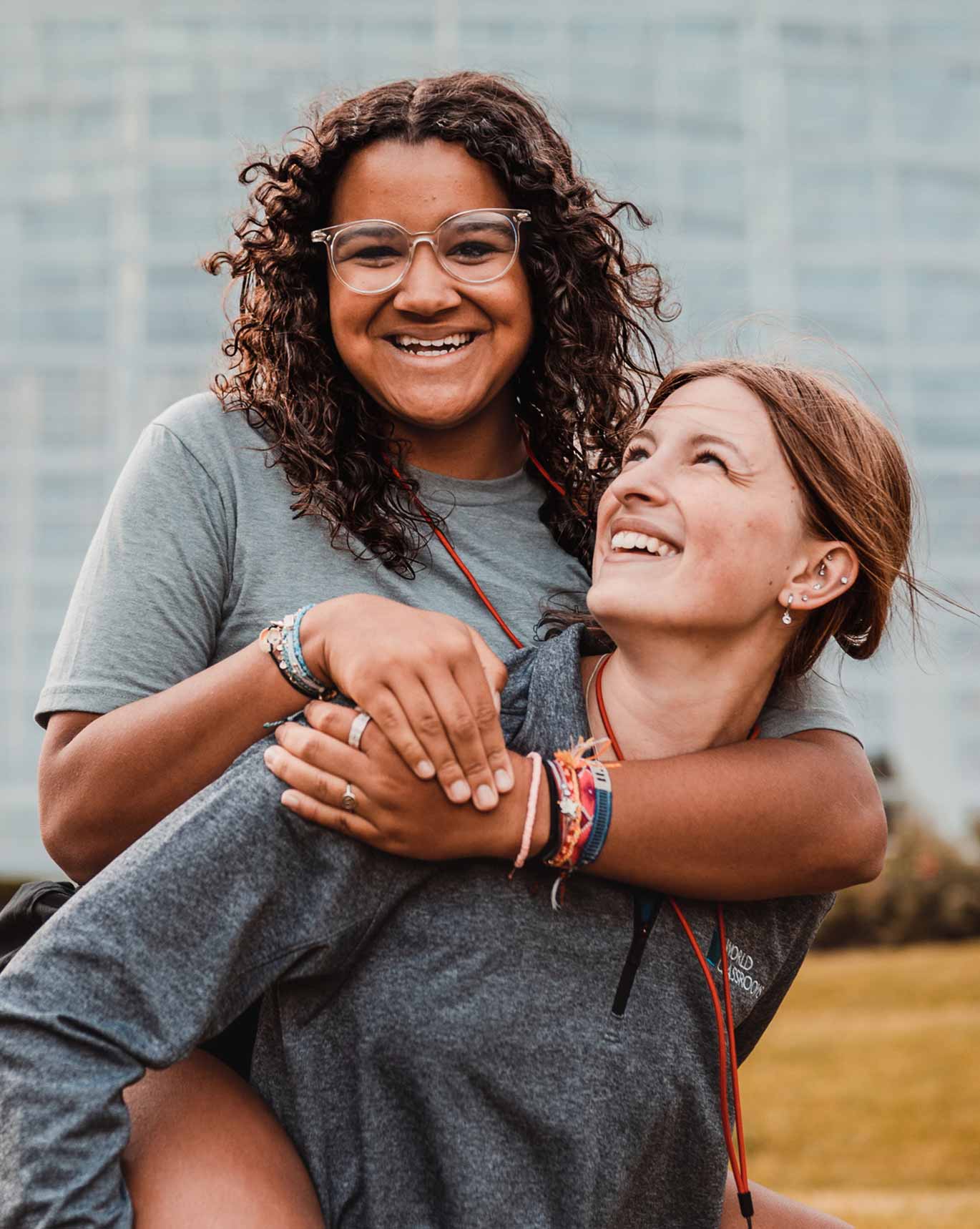 girls posing for camera