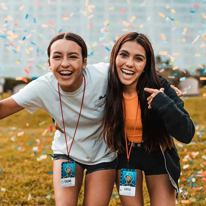 girls smiling at camera