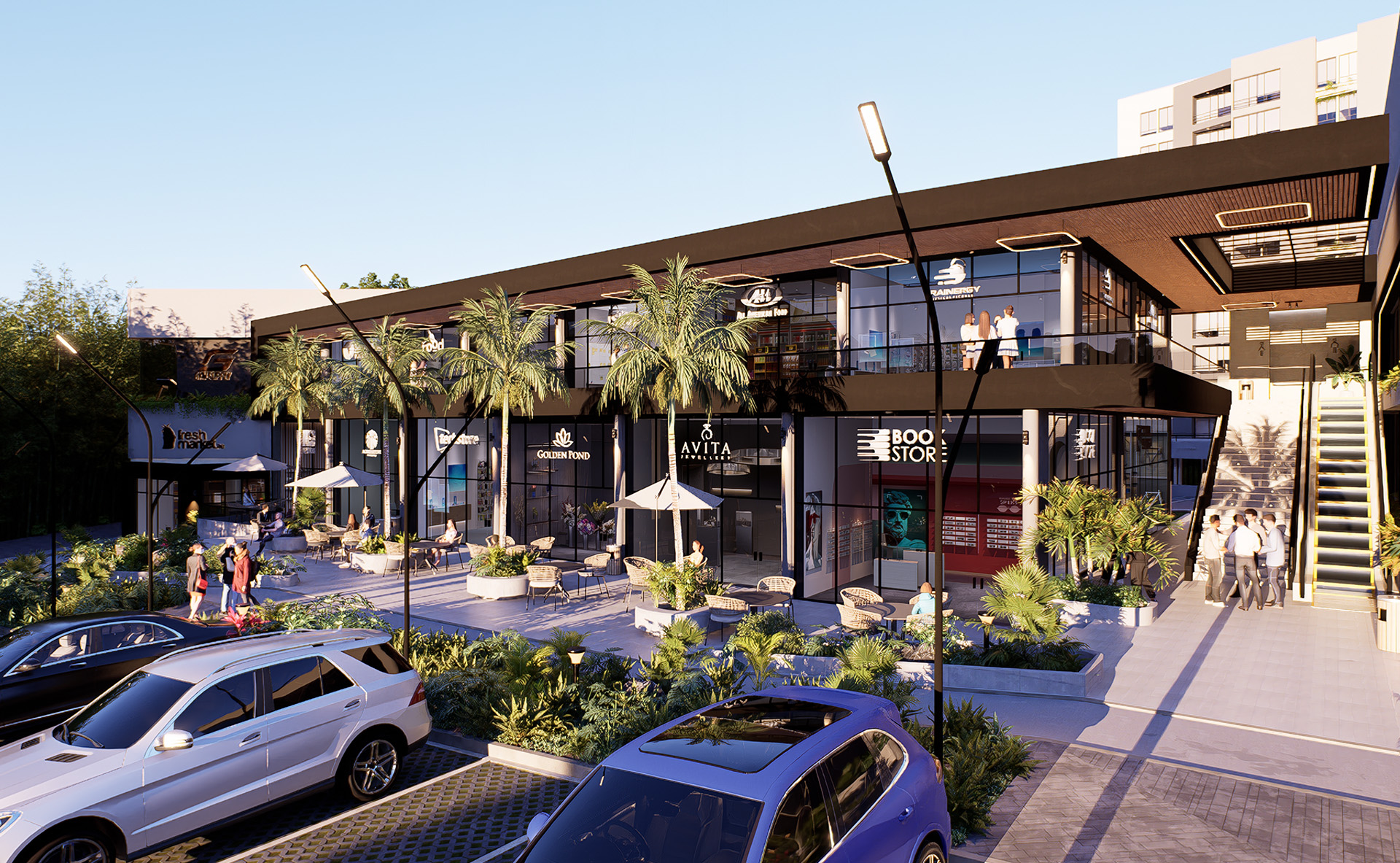 vista frontal nave sur de indigo mall