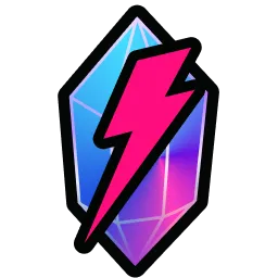 Blue and purple crystal with a pink lightning bolt overlay.