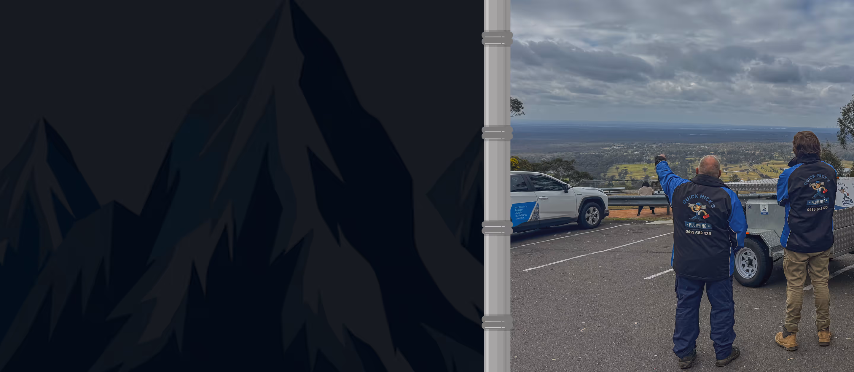 Father and son plumbers from Quick Mick’s Plumbing working at a Blue Mountains home