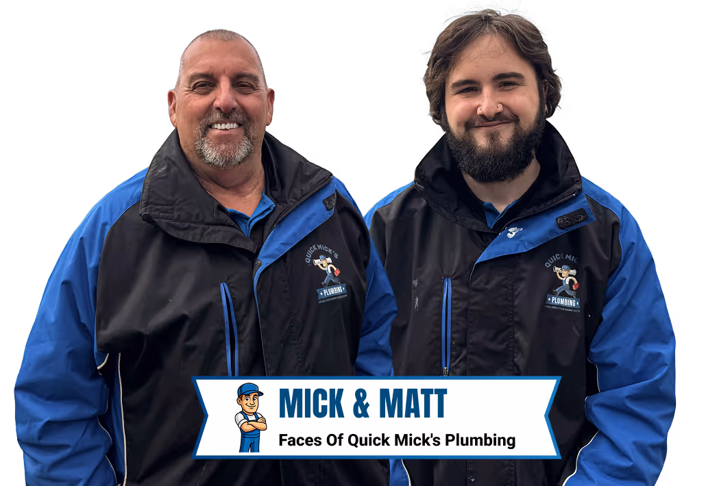 Father and son plumbers from Quick Mick’s Plumbing working at a Blue Mountains home