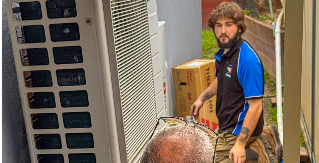 Mick installing new hot water system in penrith after emergency call out