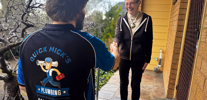 Matt greeting client before starting the new install of a tap at their home in cranebrook