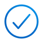 Ícone de círculo azul com marca de seleção no centro.
