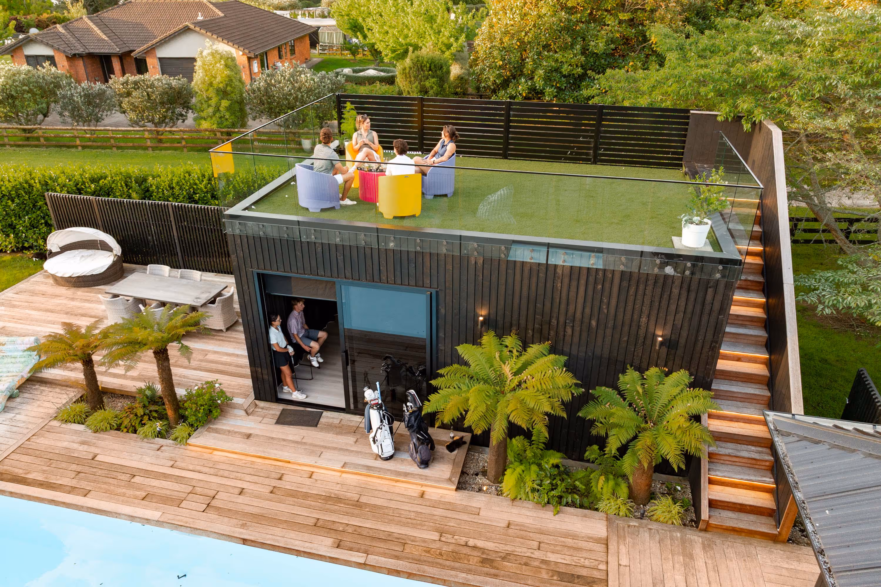 Start with a world-class golf simulator, then layer in your own design. Rooftop entertainment, pool table, hot tub, firepit, sauna - the possibilities are endless.