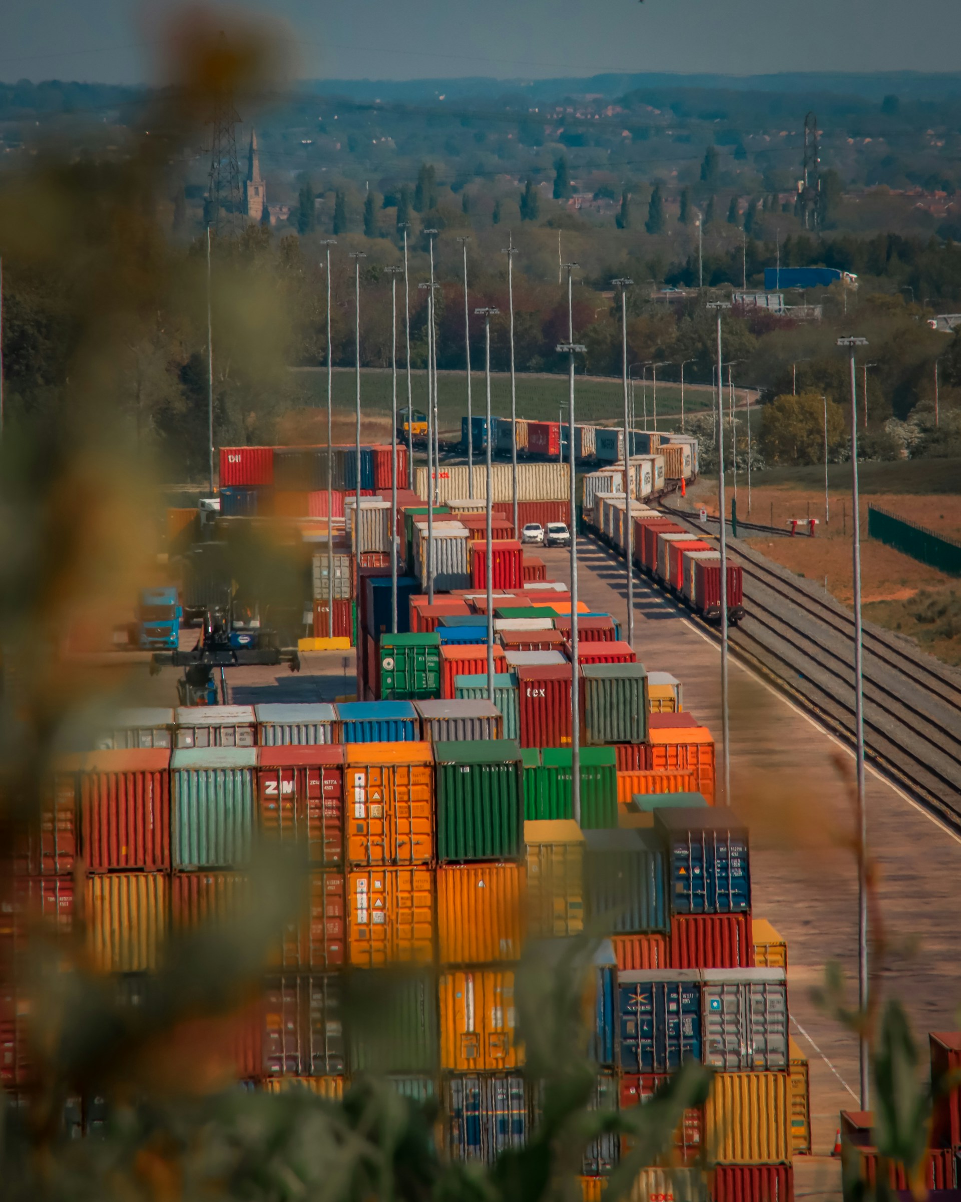 Cargo containers and freight operations at a DFW logistics facility