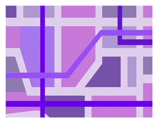 Stylized city map illustration representing SEO for multiple business locations and franchises