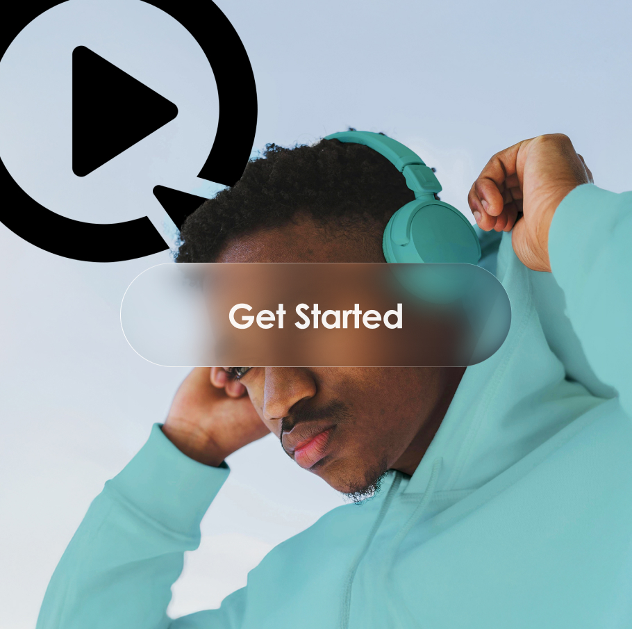 Digital app interface with overlay text 'Listen on the GO! Everywhere. Whenever.'