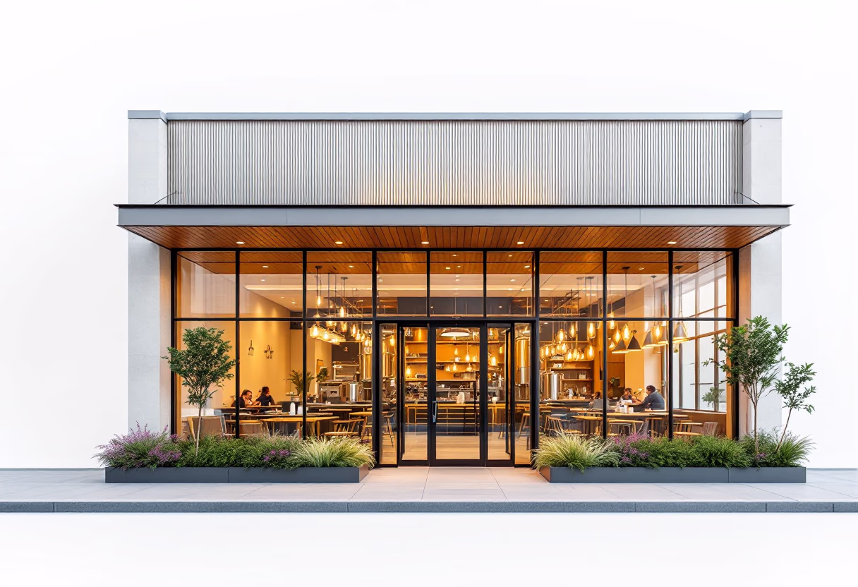 minimalist craft brewery facade