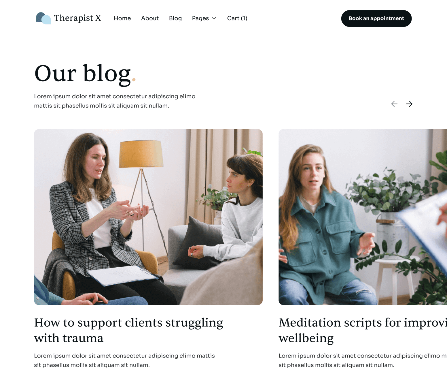 Therapist X - Blog V3 Main Page - Therapy Webflow Template