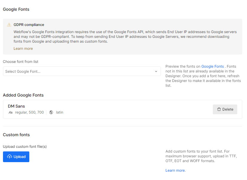 Custom Fonts - Therapist X Webflow Template