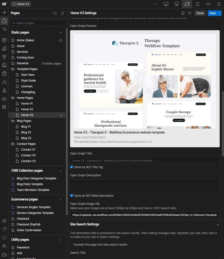 SEO - Therapist X Webflow Template