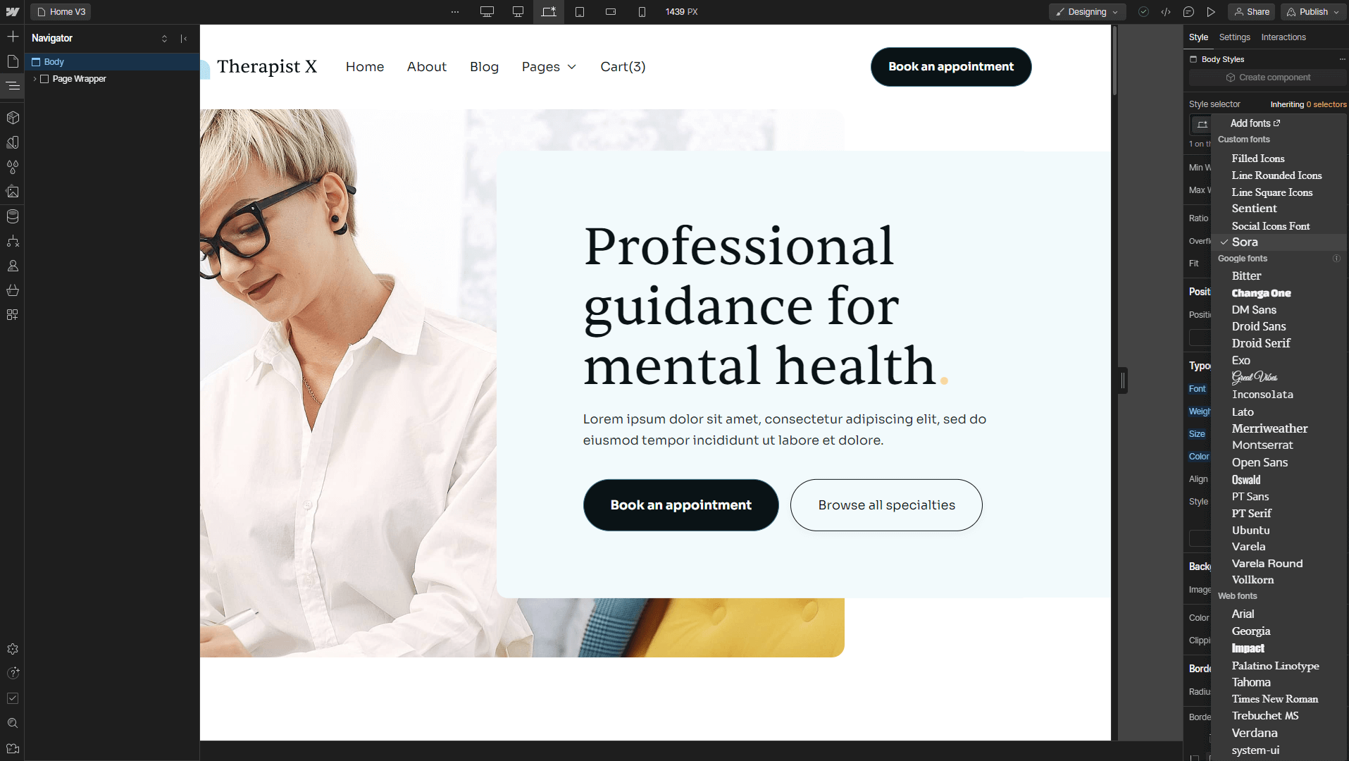 Typography - Therapist X Webflow Template