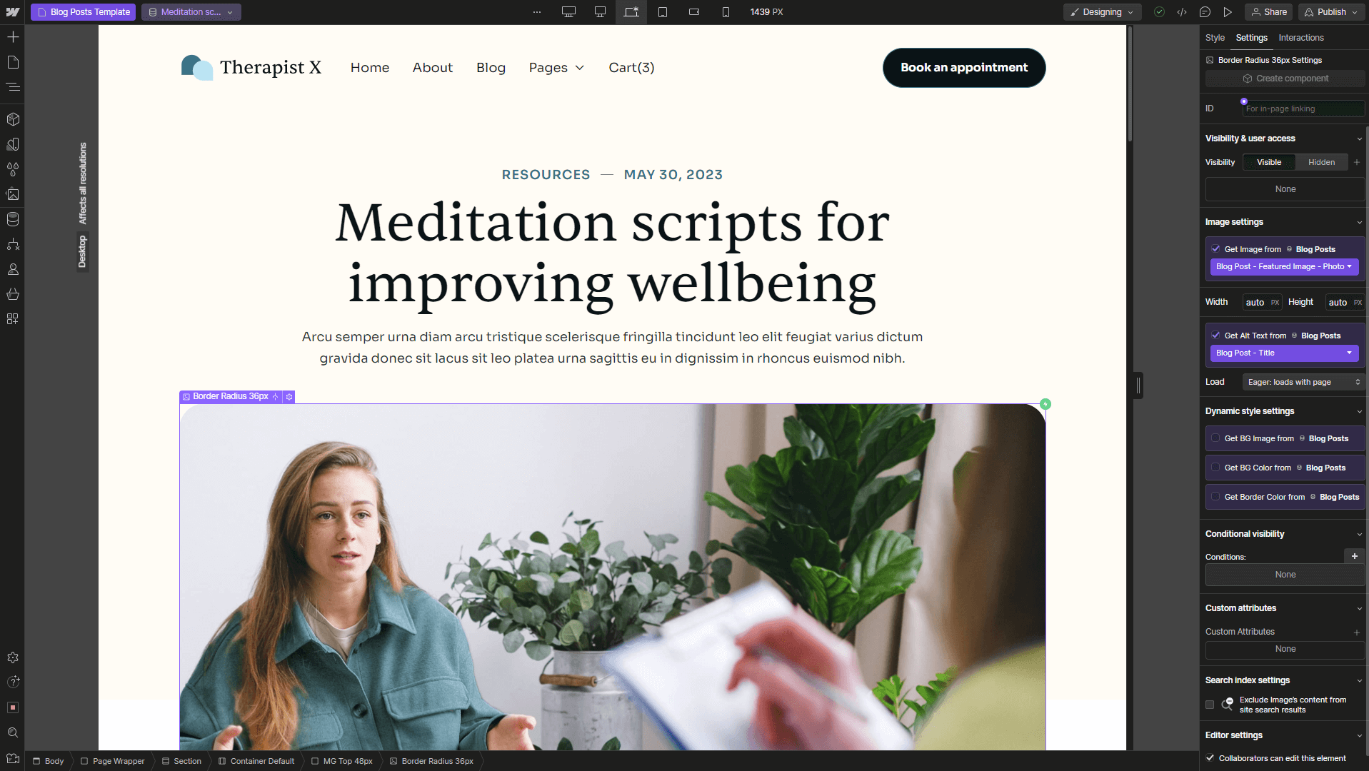 CMS Page - Therapist X Webflow Template
