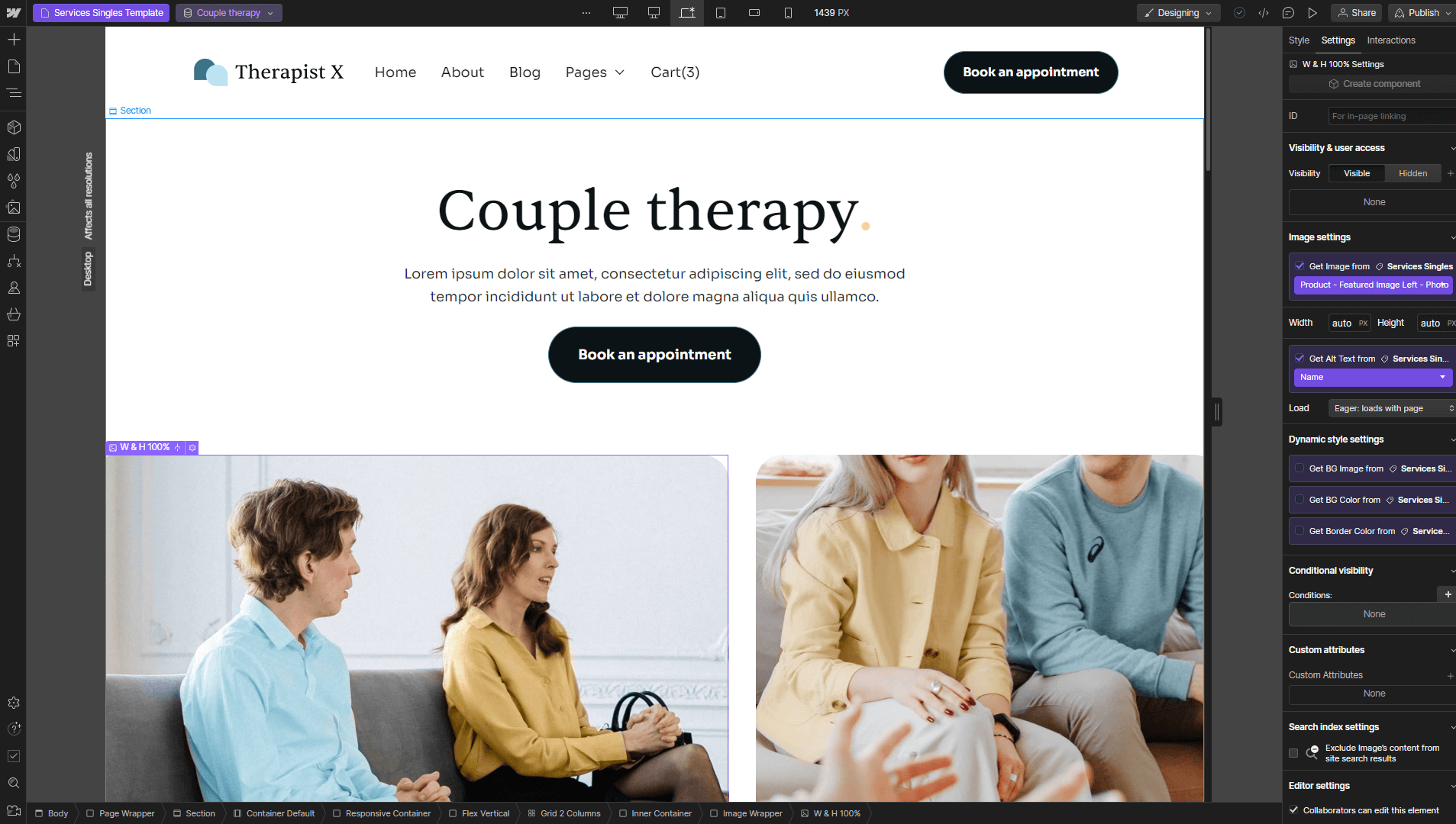 Ecommerce Page - Therapist X Webflow Template