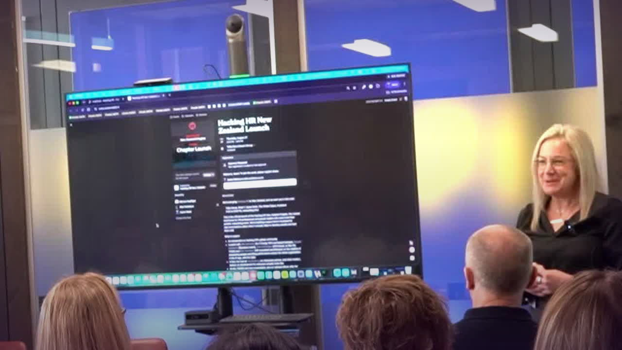 Alex Howieson opening the Hacking HR New Zealand chapter at Tribe Group, Auckland