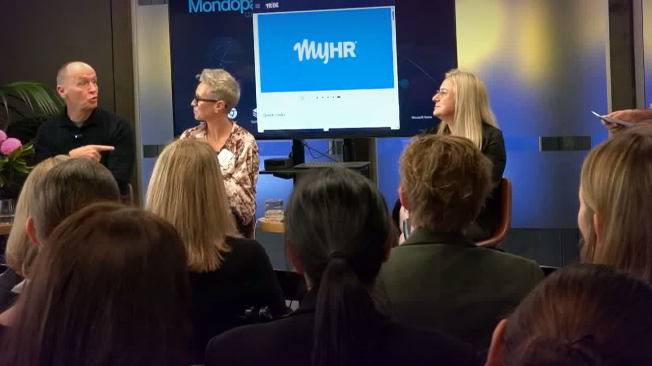 Mike Bennetts, Alex Howieson and Ciara McGuigan on the panel at the Hacking HR New Zealand launch