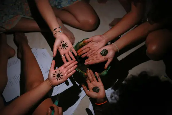 image of team brainstorming session (for a graphic design studio)
