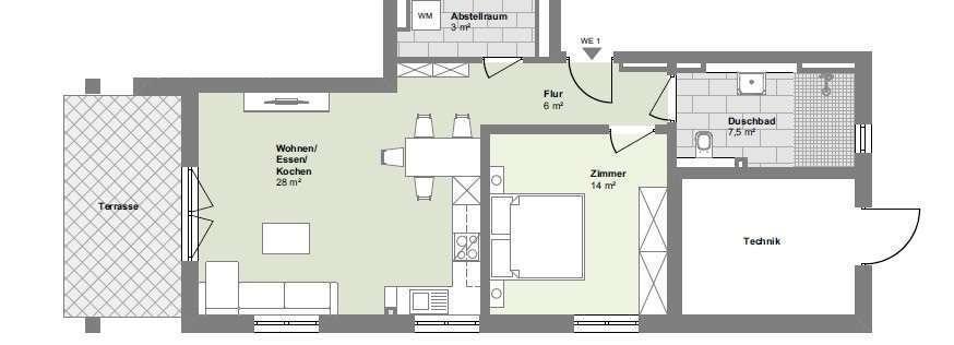 Grundriss WE 1