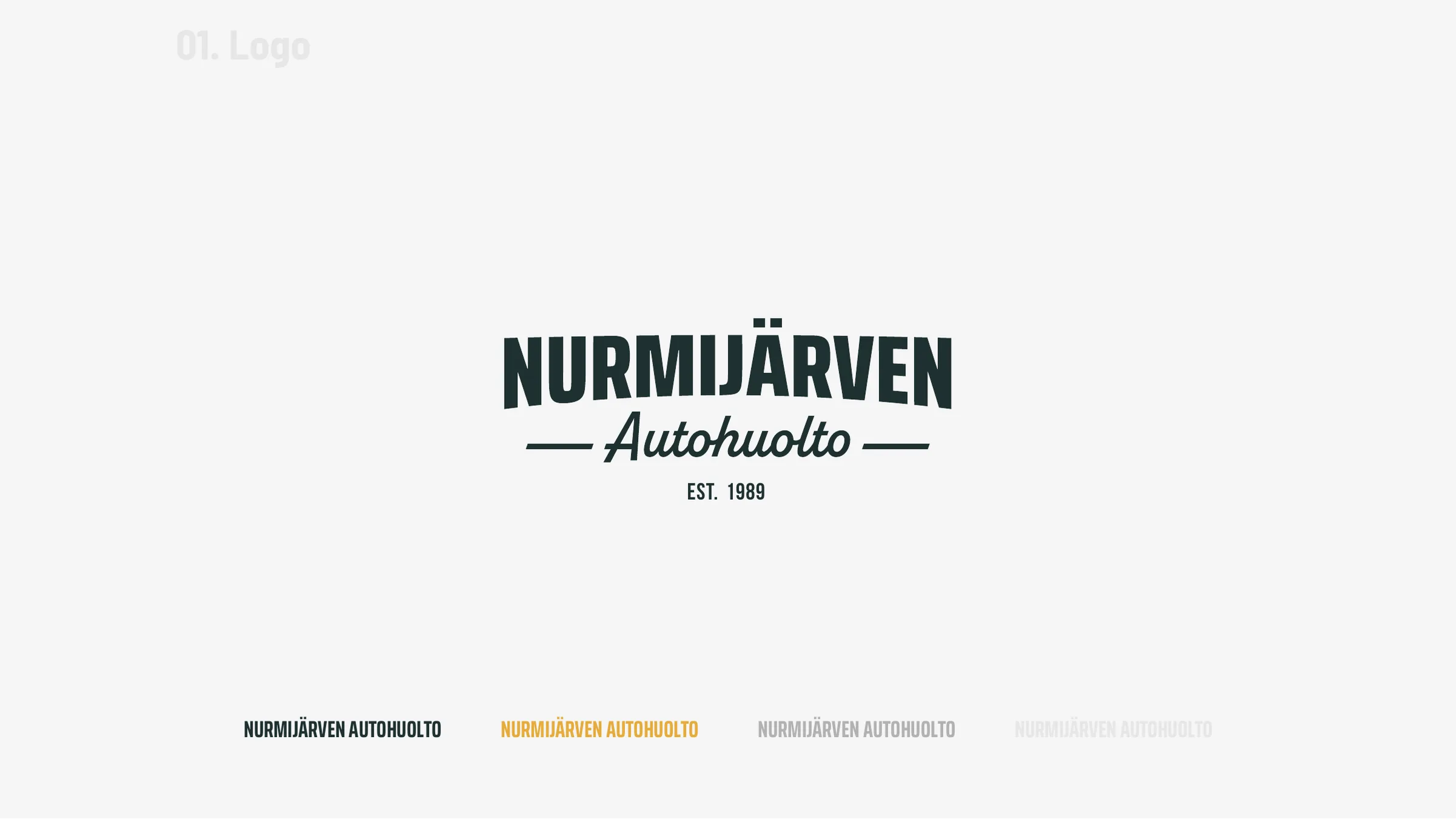 Nurmijärven Autohuollon logo ja yksiriviset versiot
