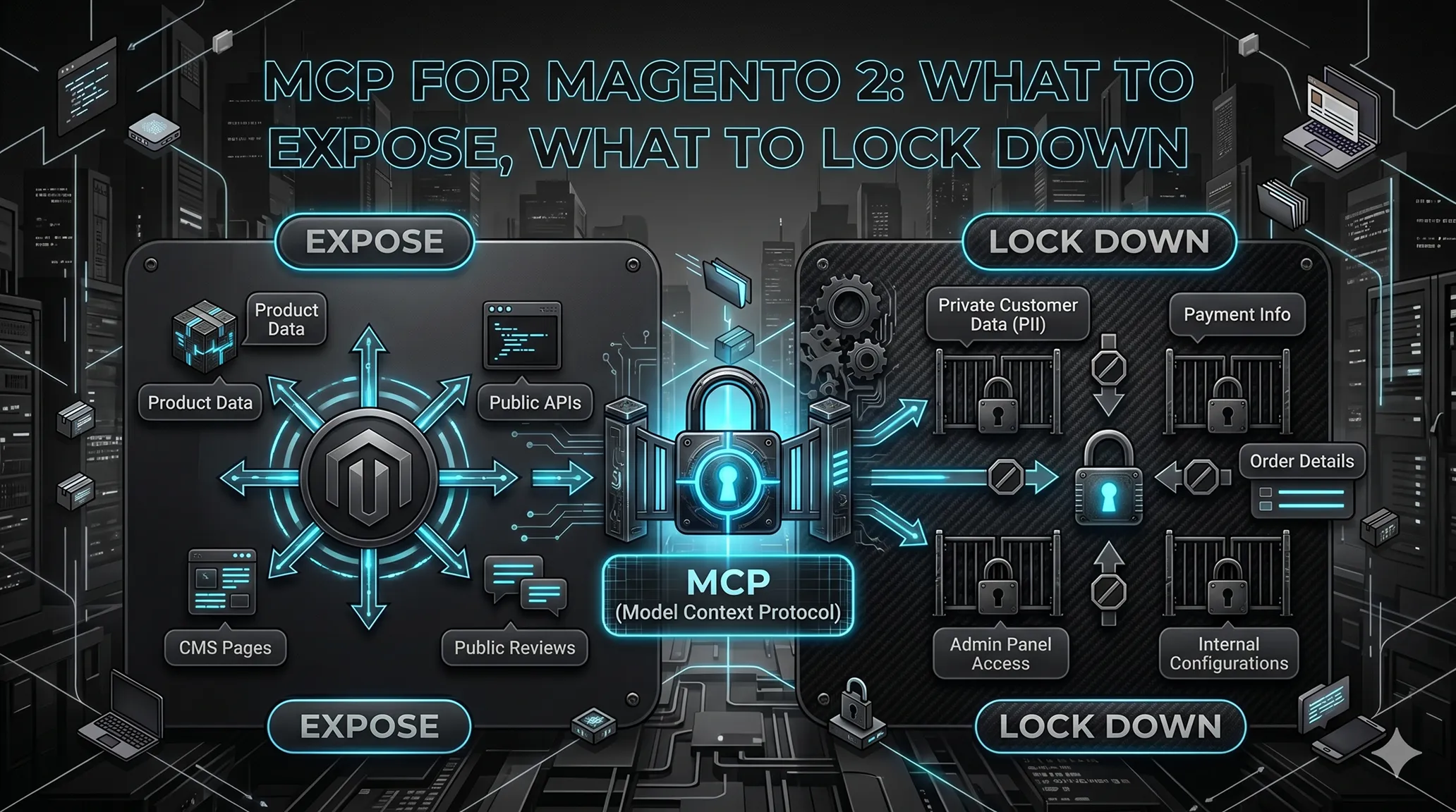 A practical look at MCP servers for Magento 2 in 2026 — what to expose, why read-only is the default, and where the protocol's enterprise gaps remain.
