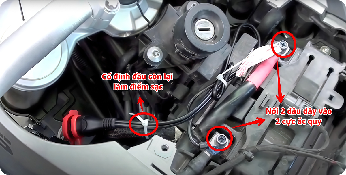 Cách kết nối dây sạc bình ắc quy