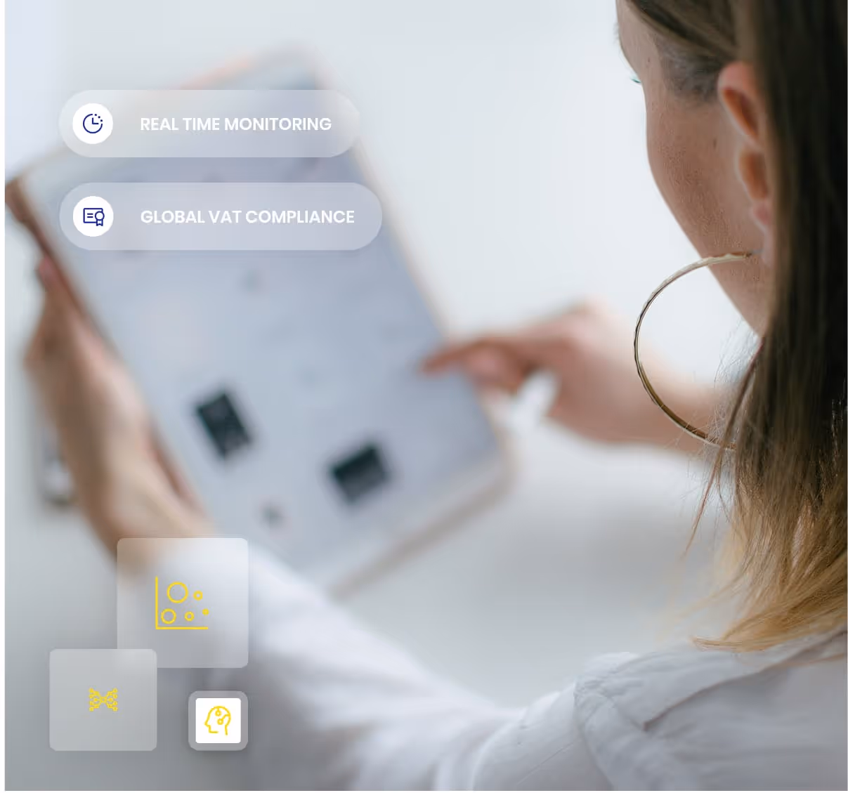 woman working in the office with tablet