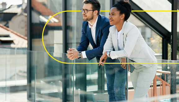 man and woman smiling