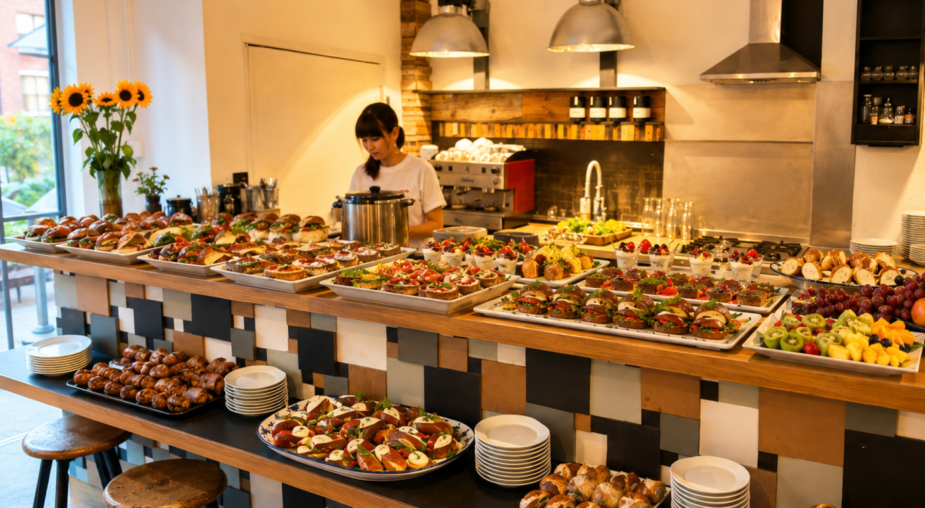 Farbenfrohes Brunch-Buffet passend zu der Veranstaltung