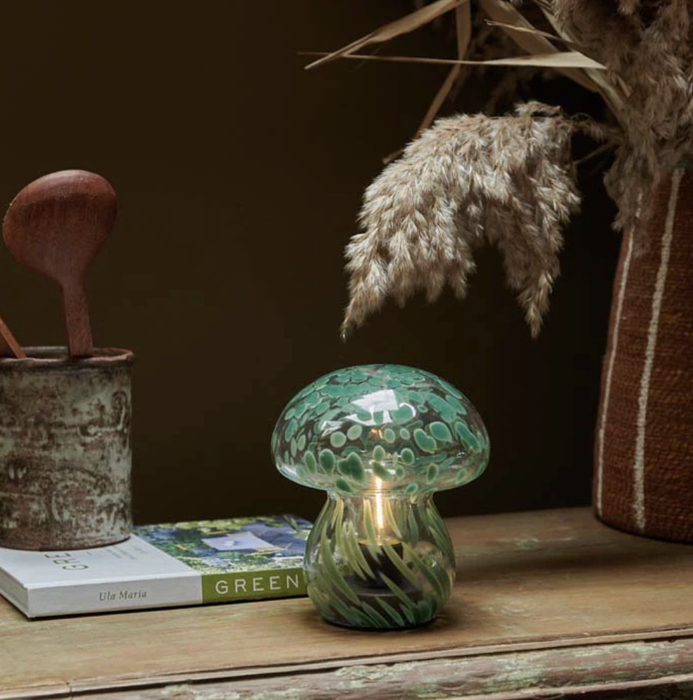 Mushroom Lamp Glass Green