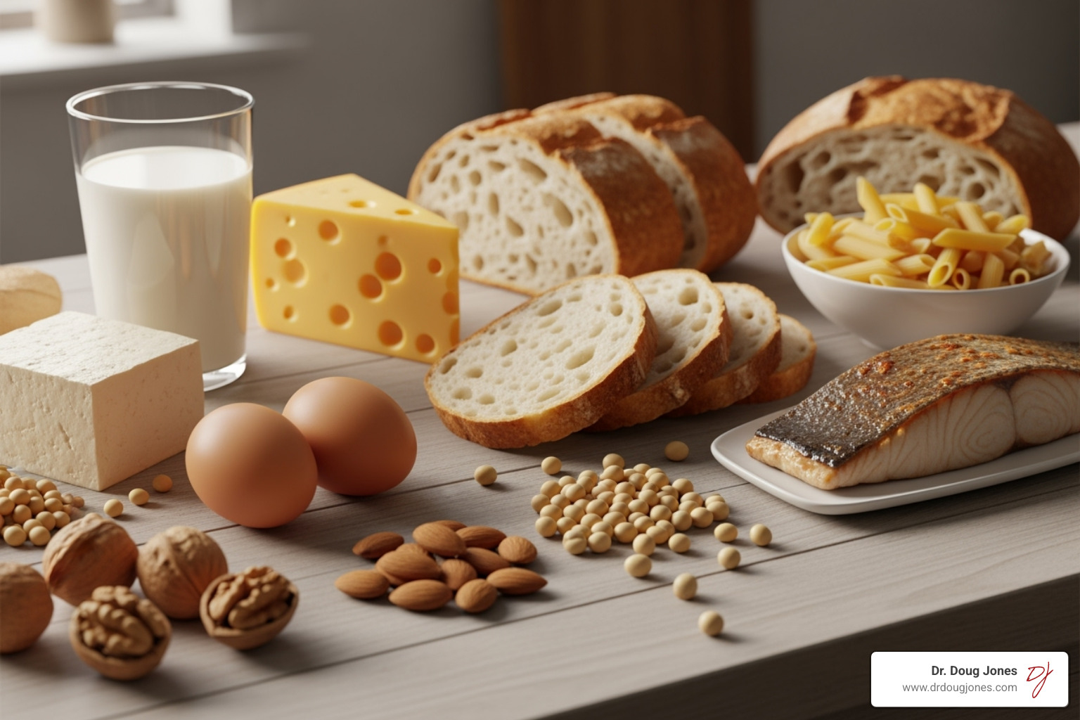 Image showing common EoE trigger foods such as dairy products, wheat, eggs, soy, nuts, and fish - Eosinophilic esophagitis treatment Image showing common EoE trigger foods such as dairy products, wheat, eggs, soy, nuts, and fish - Eosinophilic esophagitis treatment
