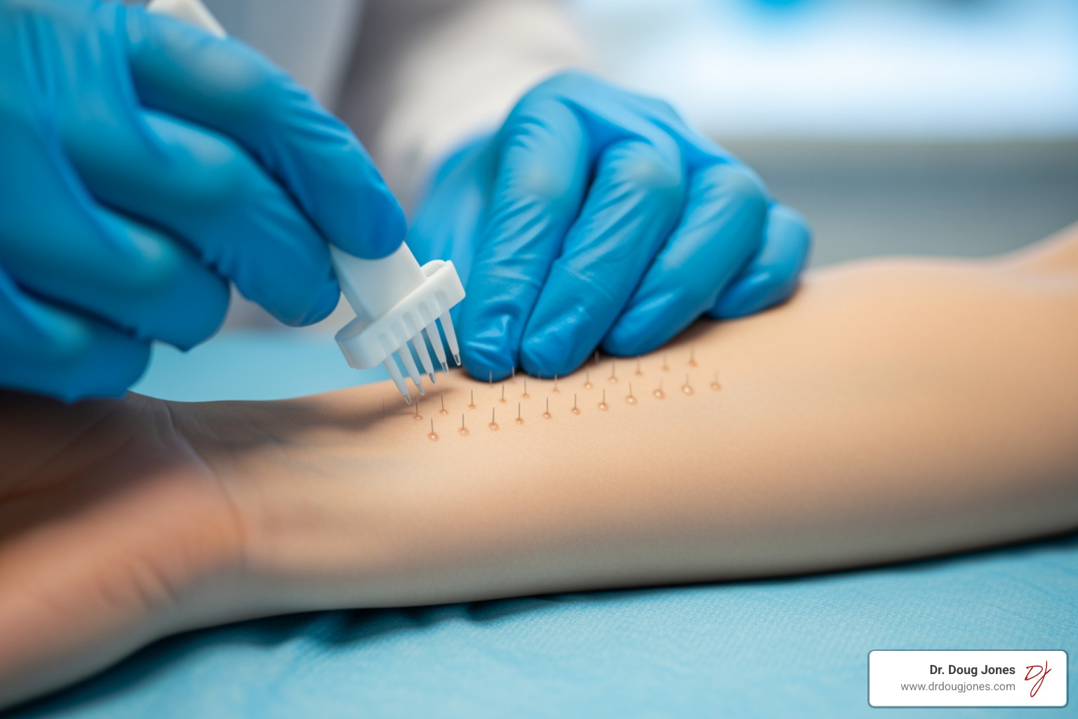 medical professional performing skin prick test - food sensitivity testing
