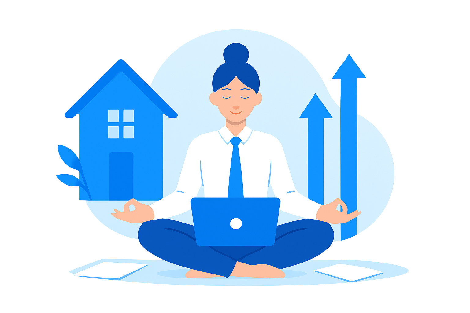 An image of a lawyer meditating