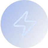 White lightning bolt icon inside a blue circle.